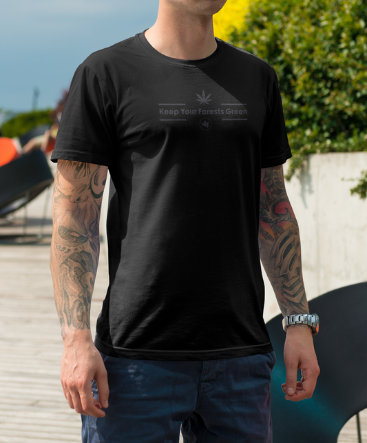 Mens Keep Your Forest Green. Black on Black